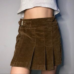 brown corduroy pleated skirt